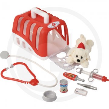Klein Zvěrolékařský kufr - Set s přepravním boxem a psem