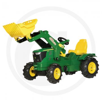 Rolly Toys John Deere 6210 R Traktor šlapací s nakladačem a pneumatikami plněnými vzduchem