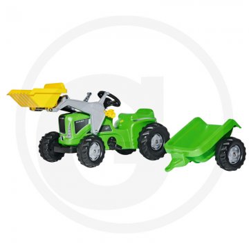 Rolly Toys Futura Trac Traktor šlapací s čelním nakladačem a přívěsem, zelený